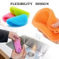 Silicone Dish Sponges Non Stick Dishwashing Brush, Double Sides Used, Dish Towel Scrubber for Kitchen. 