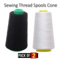 Big Size Black and White Sewing Thread Cone Pack of 02 Jet Black sewing thread specially design for Abaya Sewing Threads Polyester Threads Spool of Threads (40/2 ) for Sewing Machine and Hand (White). 