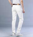 Pants for men in White color Cotton Jeans Material Slim Fit pants. 