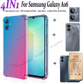 BLKNAIM 4-in-1 NEW For Samsung A06 case Anti-fall Color phone case + Matte Ceramic Film +Carbon Fiber Back Film +Lens Film. 