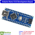 Arduino Nano V3.0 ATmega328P Development Board with USB Cable Mini Compatible Controller Board for DIY Projects, Robotics & Electronics Prototyping by Electrica. 