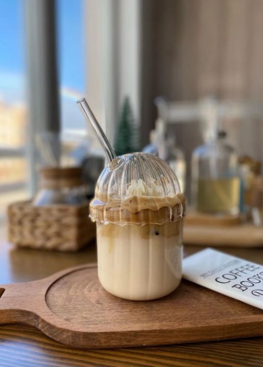 1 Piece Glass Oval Lid Heat Resistant Pinterest Cup | Coffee and Presentation Cup | 430 ml