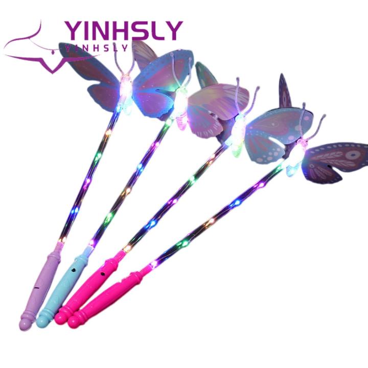 Yinhsly Flash Butterflies Stick 3 Modes Multiple Colors Glow Animal Stick Light Toy