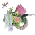 Atfaal Nikha Flowered Wrist Band Fabric Roses Wrist Corsage Wedding Bracelet for Bridesmaid Brides Hand Flower Fake Roses Wedding Bracelet for Guests Accessories For Your Valentine Artificial Flowered Wrist Band. 