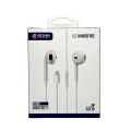 Ronin R-825 iOS Handsfree (White) – Lightning Earphones, 10 mm Driver, In-line Remote, 1.2 m Cable. 