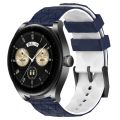 For Huawei Watch Buds 22mm Football Pattern Two-Color Silicone Watch Band. 