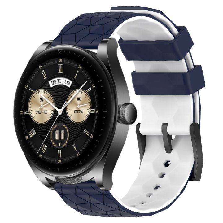 For Huawei Watch Buds 22mm Football Pattern Two-Color Silicone Watch Band