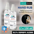 Pack of 2 x 150 ml Nature Divine Mist Spray Hand Rub 98.5% Isopropyl Alcohol, IPA Rubbing Alcohol and General Purpose Antiseptic Disinfectant. 