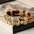 Leather Macrame Bracelet Customizable Adjustable 5.5-7cm Rope Bracelet Handcrafted Woven Bracelet for Fashion Accessory Gift Item Women's Jewelry Casual Wear Craft Markets. 