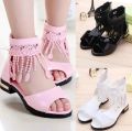 3 5 9 10 12 Years Kids Bow Sandals Children Girls Summer Cute Sandals Beach 2021 Princess Fashion High Heels Tassel School Shoes. 