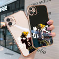 (Free Lanyard) Luxury 6D Plating Case for Samsung Galaxy A32 4G Back Cover Anime Cartoon Luffy  Side Pattern Soft Silicone Square Phone Cases. 