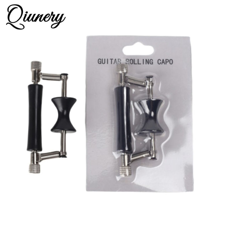 Qiunery Guitar Capo Adjustable Rolling And Sliding Capo Rubber And