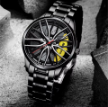 Luxurious Men's Black Rim Watch. Non Rotating watch with Sleek Metallic Band and Classic Design – Timeless Elegance and Modern Sophistication. 
