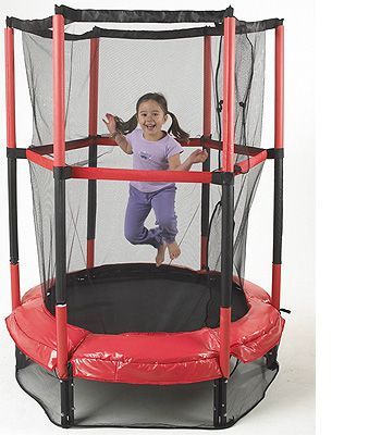 My First Trampoline and Enclosure Kids Jumping Trampoline with Safety Net and Red Cover Garden Outdoor and Indoor Jumping Mat And Spring Cover Padding Baby Toys And Games Kids Mini Junior Round Trampoline With Enclosure Safety