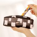 Kawaii Anime Cartoon PU Checkerboard Pencil Case Stationery Stuches School supplies Waterproof Makeup Bag Girlfriend Gifts. 