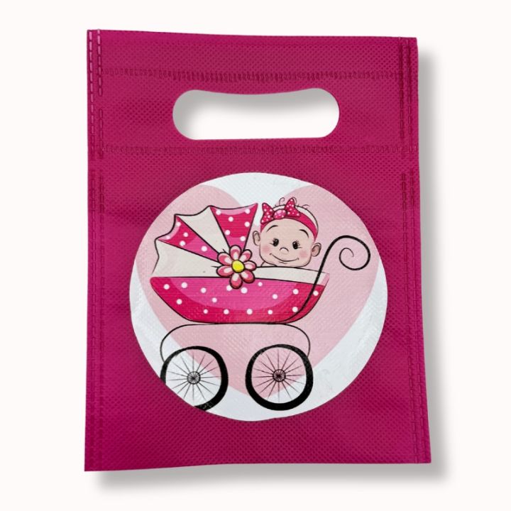 BABY GIRL THEME FABRIC MATERIAL GOODY BAGS ( PACK OF 10 ) BIRTHDAY DECORATION SET