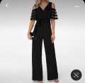 Black Georgette Chiffon Stitched Jumpsuit-BQ Clothing. 