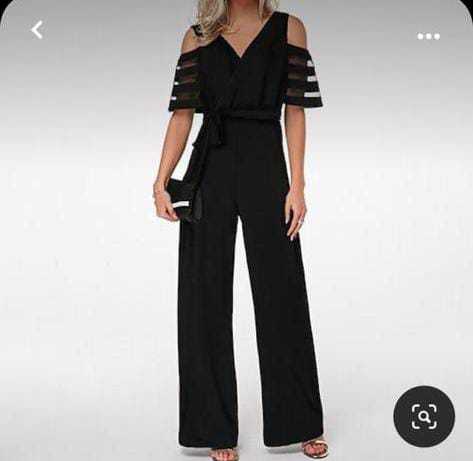 Black Georgette Chiffon Stitched Jumpsuit-BQ Clothing