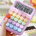 Colorful Desktop Calculator, Cute Electronic Calculator 12 Digit Large LCD Display, Typewriter-Inspired Big Round Buttons Mechanical Key Calculator for Office School Student Home (Blue+Purple) - 1 Piece. 