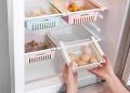 Under Shelves Fridge Storage Organiser Rack Space Saver Refrigerator Sliding Drawer Easy Organizer Fruit Vegetable Egg. 