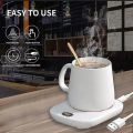 Coffee Mug-Warmer, USB Electric Coffee Cup Warmer for Desk, with Automatic On/Off to Keep Temperature Up to 104-122℉/ 40-50℃, Include Ceramic Mug, Cover, Spoon, Enjoy Anytime Hot Drinks,Green. 