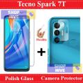 Tecno Spark 7T Screen Protector Polish Tempered Glass + Camera Protector Flexible Gorilla Protector 9H For Tecno Spark 7T. 