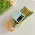 For Samsung Galaxy Z Flip 3 Z Flip 4 Z Flip 5 Mint Green Checkered Pink Bow Case Phone Strap Mobile Phone lanyard Phone Case. 