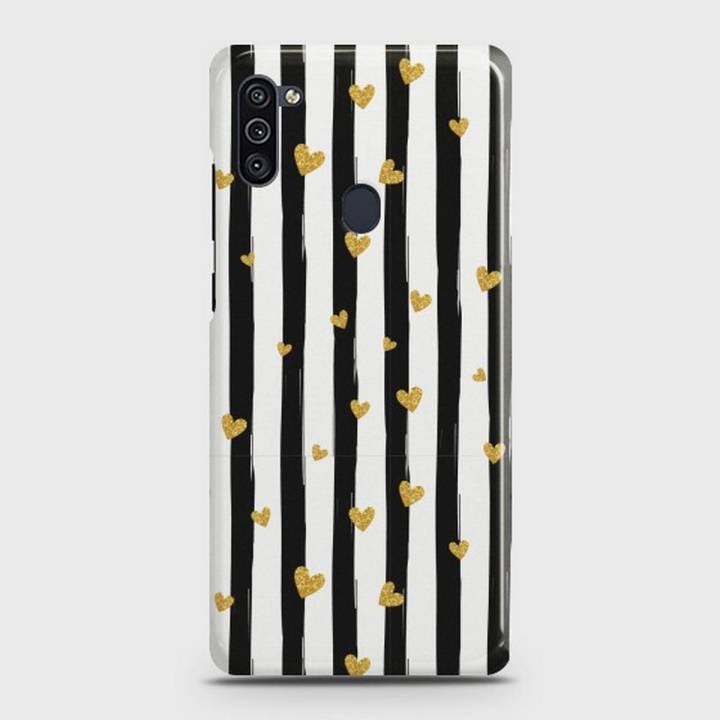 Samsung Galaxy A11 Cover - SkinLee HQ Hard Case - Glitter Heart Stripes - SKINLEE-300-1-685-486