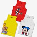 Pack Of 3 All Cartoons Sando Suits Summer Collection Breathable For Boys-Multicolor. 