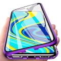 For Xiaomi Redmi Note 9S Casing 360° Full Body Transparent Tempered Glass with Magnetic Adsorption Metal Bumper Case Cover. 