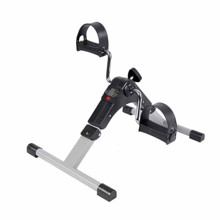 Folding Pedal Exerciser Under Desk Exercise Bike for Seniors Elderly Sit Down Stationary Peddler Equipment for Arm, Leg, Hand, Foot Mini Floor Bicycle with LCD Display Adjustable Tension