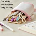 ANGOO Corduroy Retractable Drop-Down Pencil Case Student Stationery Storage Bag. 