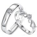 SSA 925 Silver Plated Couple Rings Angle Wing Wedding Cubic Engagement Ring Jewelery. 