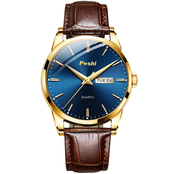 POSHI%20Men's%20Watch%20Waterproof%20Luminous%20Calendar%20Display%20Brown%20Belt%20Luxury%20Business%20Quartz%20Watch%20for%20Men%20-%20Image%209