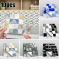 10pcs Glitter Mosaic 10*10cm Se-lf Adhesive Tiles Stickers Kitchen Bathroom Home Epoxy And Plastic. Not Be Used Around. 