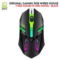 RGB Gaming Mouse With Mousepad - 7 Light Breathing Colours In Mouse & Red Medium Size Mouse Pad All Sides Stitched - USB Wired Gaming Mouse For PC & Laptop - No Side Button - Black & White. 