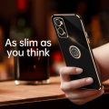 Maitus for OPPO A96 4G Back Cover with Finger Ring Holder Luxury 6D Plating Square Bumper Shiny Bling Case Camera Lens Protection Soft Silicone Phone Cover. 