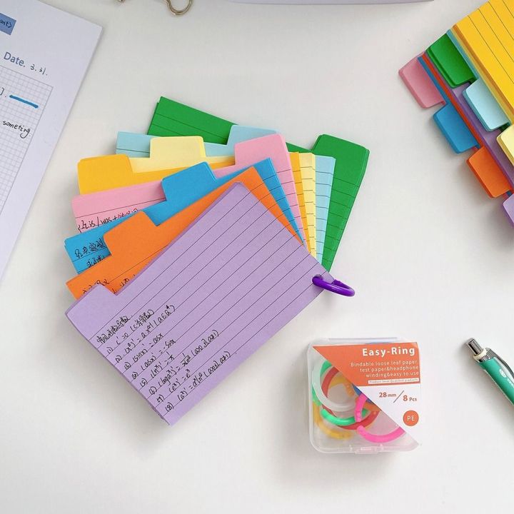 200 Sheets High Quality DIY Index Cards Binder Colorful Learning Flashcards Horizontal Line Pocket Notebook School Office
