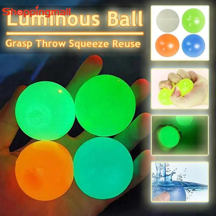 Luminous Decompression Sticky Balls/ Novelty Squeeze Ball Stress Relief Toys/ Kid Party Top-sucking Ball Games