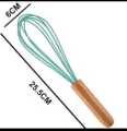 Beater silicon Beater Stainless Steel Kitchen Egg Beater, Manual Egg Whisk Beater with Wooden Handle.. 