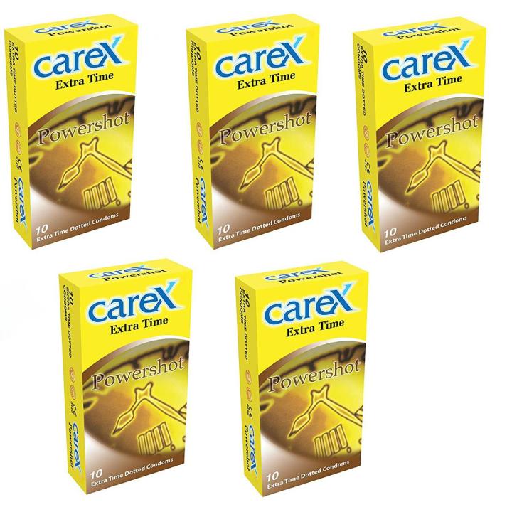 Carex Powershot 10 Extra Time Dotted Condoms X 5