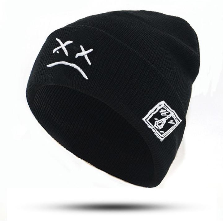 embroidery Lil Peep beanie cap xxxtentacion Sad boy face knitted hat for winter hip hop beanies fashion ski hats unisex