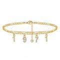 Fashion Women Rhinestone Birth Year Anklet Foot Ankle Chain Pendant Jewelry Gift. 