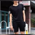 Men,s Gyms T Shirts And Shorts Two Piece Tracksuit Quick Dry Breatheable Sets For Workout Running Tennis. 