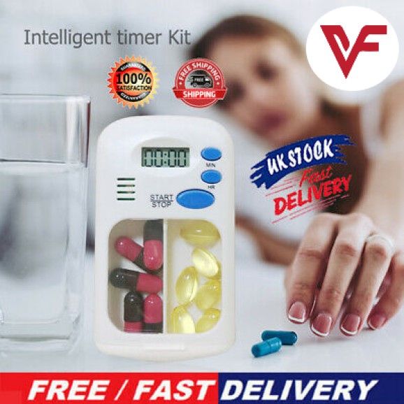 Digital Pill Organizer Medicine Timer Box Mini Pill Box Medicine Case Tablets Storage Box with Medicine Reminder Alarm Dose Tracker Electronic Pill Reminder Automatic Pill Dispenser with LCD Display Sound Prescriptions Medication Vitamins Supplements