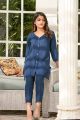 MK COUTURE Irish Linen 2 Pcs Stitched- Solid Blue. 
