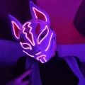 Anime Cosplay Décor Japanese Fox Mask LED Neon Light Mask Halloween Costume Mask Luminous LED Mask DJ Dance Glow Photo Props. 