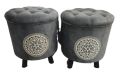 Wooden Ottoman puffy stool pair (Round shape) (Pack of 2). 
