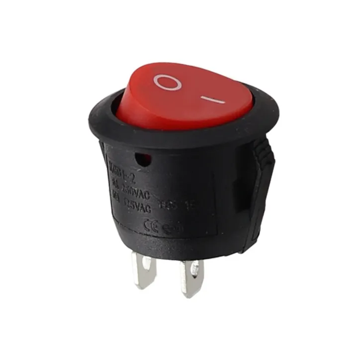5/10PCS%202%20Pin%20ON-OFF%20Rocker%20Switch%20AC/DC%20250V%203A%20Round%20Boat%20Switches%20Mini%20Round%20Red%20-%20Image%204