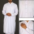 Men's Premium Cotton Unstitched Fabric Suitable for Regular Casual Formal Wear (White). 